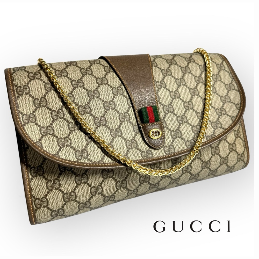 Gucci Large Ophidia Sherry Line Supreme GG Monogram Clutch Crossbody Bag - Picture 3 of 14
